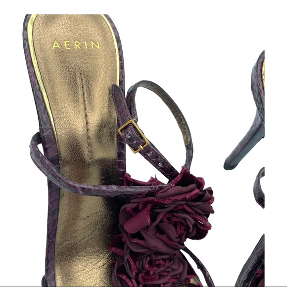 Aerin Collonade Womens Size 7 M Burgundy Leather Heel Strappy Dress Sandals - Picture 9 of 14